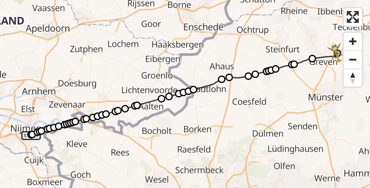 Flugroute Ambulanzhubschrauber Radboud Universitair Medisch Centrum - Christoph  Westfalen-ADAC, 23 Mai 2026, 03:01