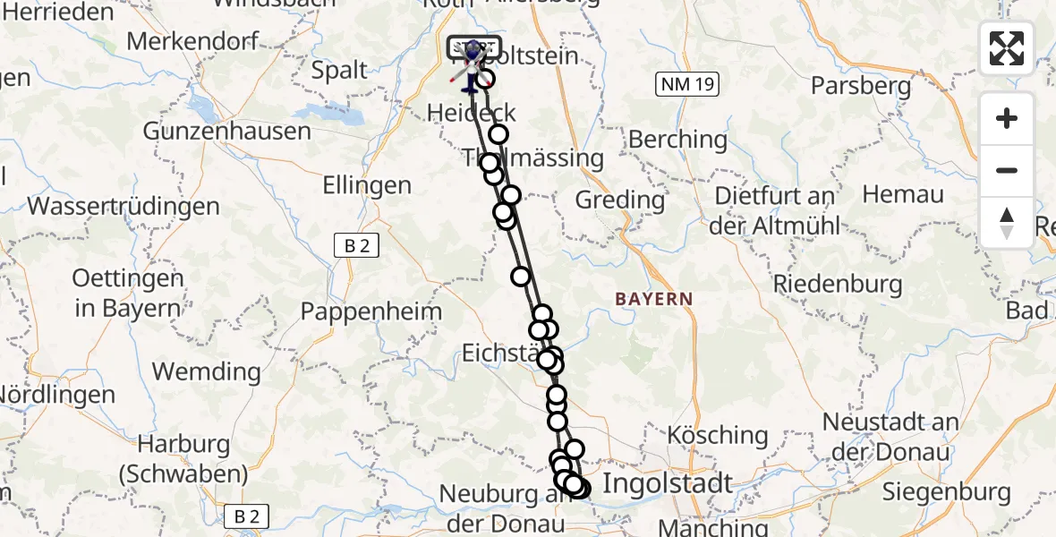 Flugroute Polizeihubschrauber Roth - Roth, 23 Mai 2026, 05:16