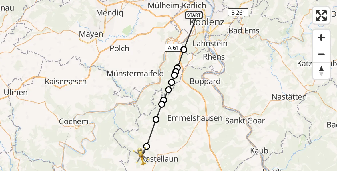 Flugroute Rettungshubschrauber Koblenz - Buch, 23 Mai 2026, 05:47