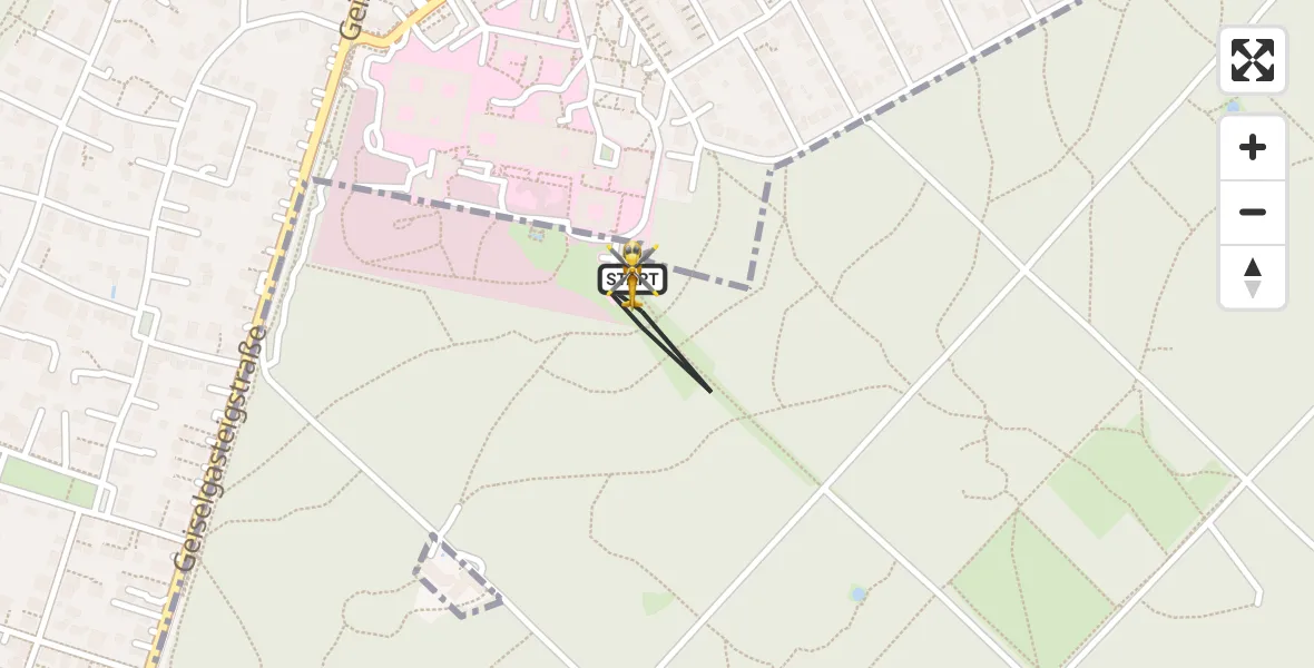 Flugroute Rettungshubschrauber ADAC Air Rescue Center Hubschrauberlandeplatz (Christoph 1) - ADAC Air Rescue Center Hubschrauberlandeplatz (Christoph 1), 23 Mai 2026, 05:59