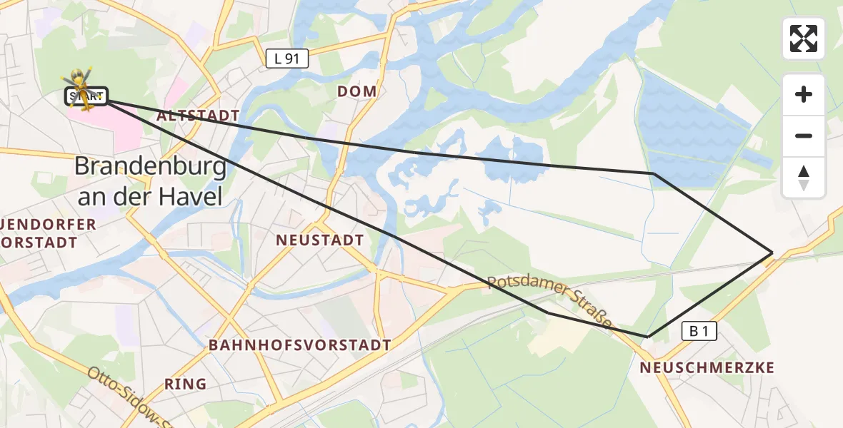 Flugroute Rettungshubschrauber Brandenburg an der Havel - Brandenburg an der Havel, 23 Mai 2026, 07:29
