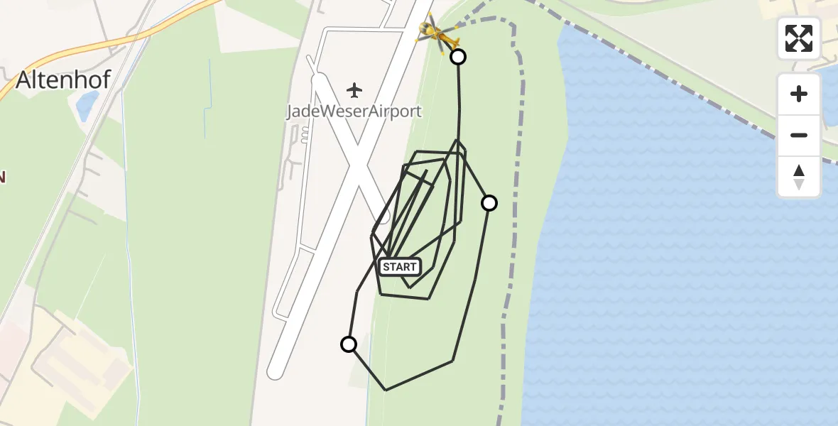 Flugroute Rettungshubschrauber JadeWeser Flughafen - Sande, 23 Mai 2026, 08:21