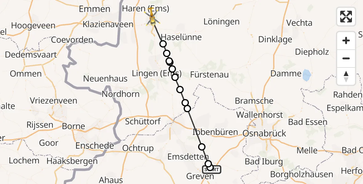 Flugroute Ambulanzhubschrauber Christoph  Westfalen-ADAC - Meppen, 23 Mai 2026, 08:34