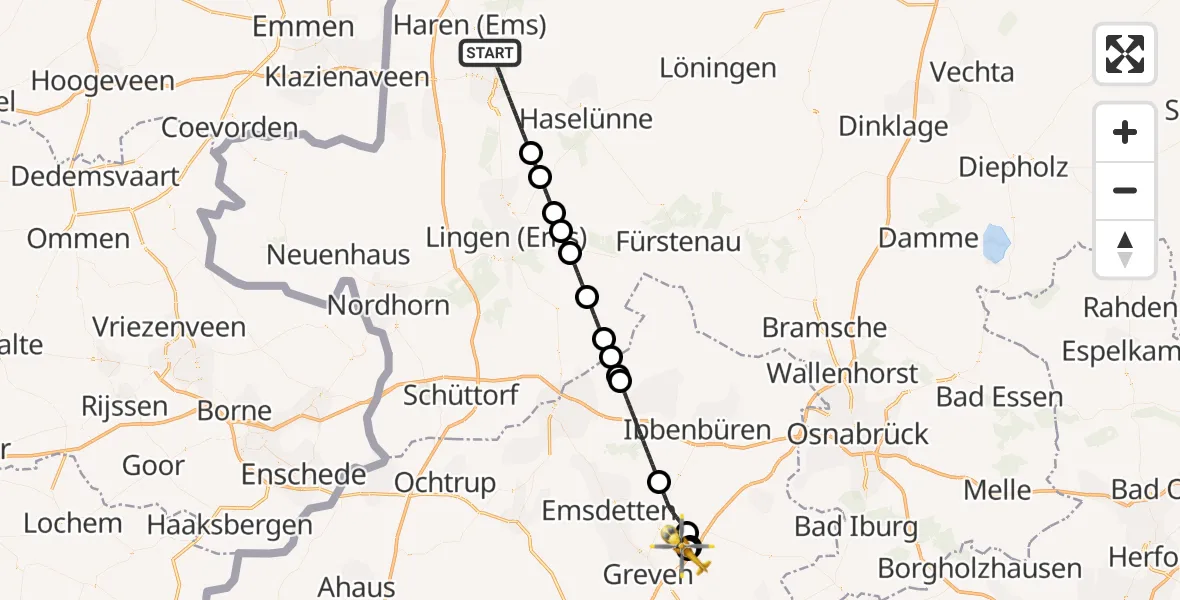 Flugroute Ambulanzhubschrauber Meppen - Christoph  Westfalen-ADAC, 23 Mai 2026, 09:14