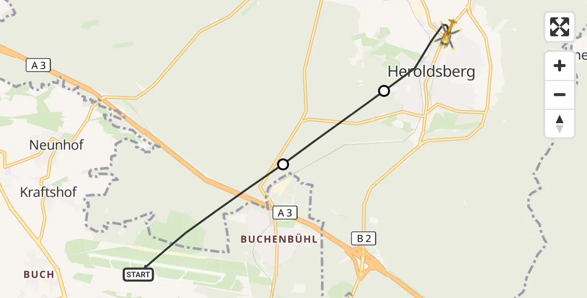 Flugroute Ambulanzhubschrauber Flughafen Nuremberg - Heroldsberg, 23 Mai 2026, 10:05