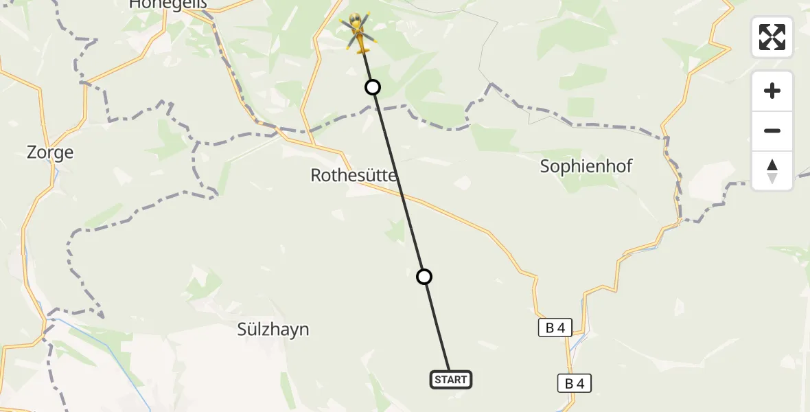 Flugroute Rettungshubschrauber Harztor - Oberharz am Brocken, 23 Mai 2026, 10:42