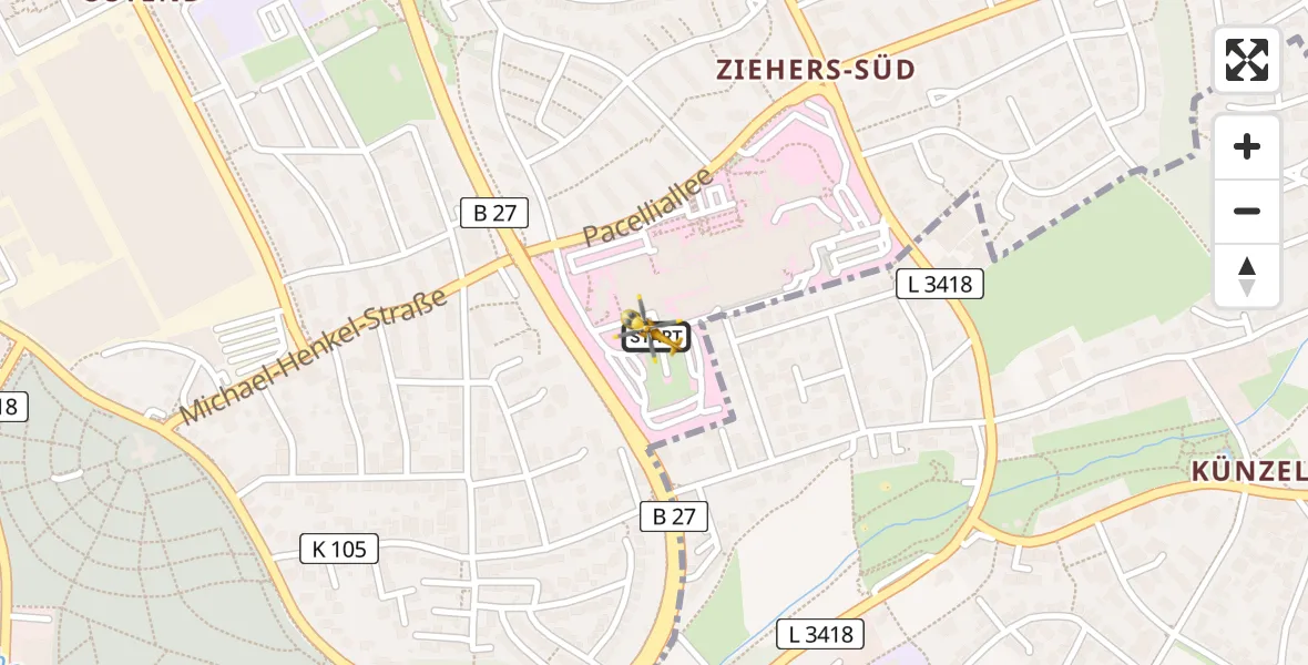 Flugroute Rettungshubschrauber Fulda Hospital - Fulda Hospital, 23 Mai 2026, 10:42