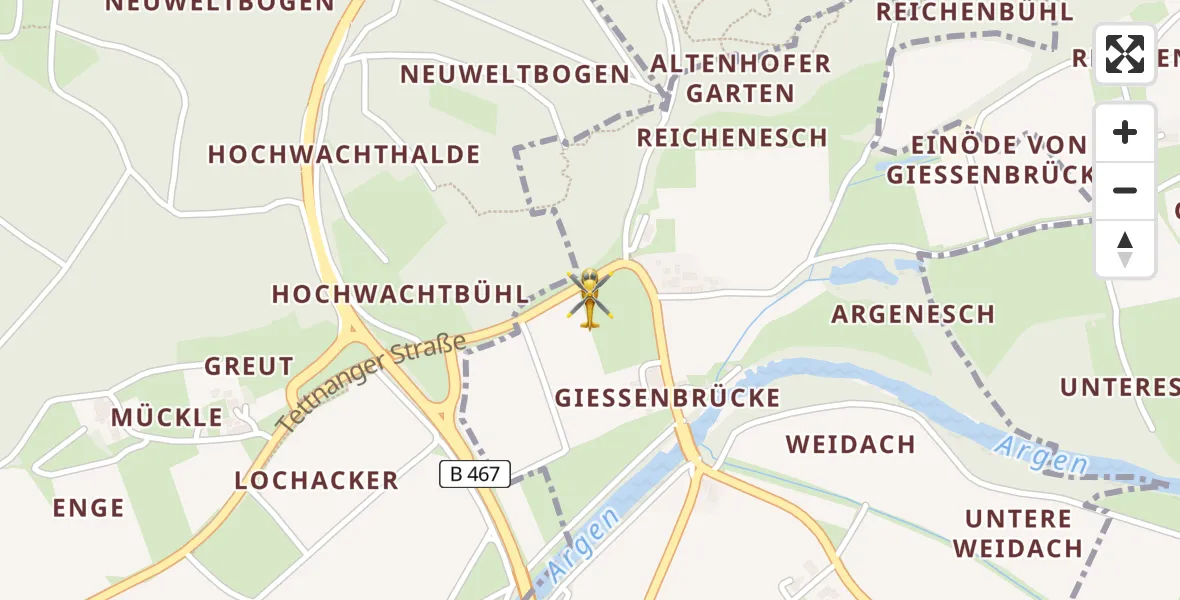 Flugroute Rettungshubschrauber Kressbronn am Bodensee - Kressbronn am Bodensee, 23 Mai 2026, 11:33