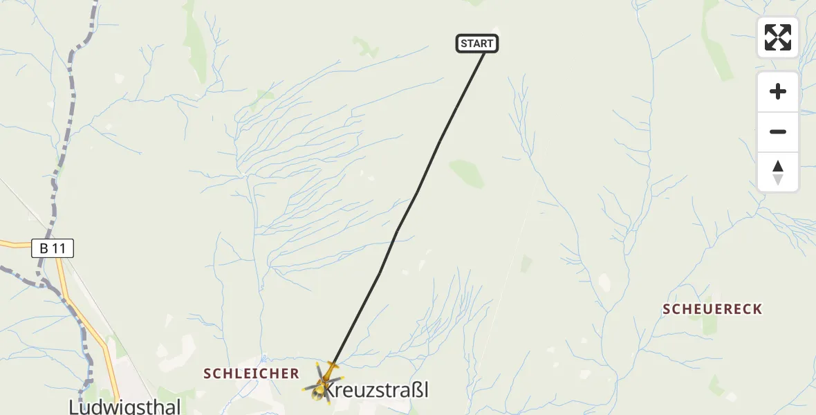 Flugroute Rettungshubschrauber Lindberg - Lindberg, 23 Mai 2026, 11:34