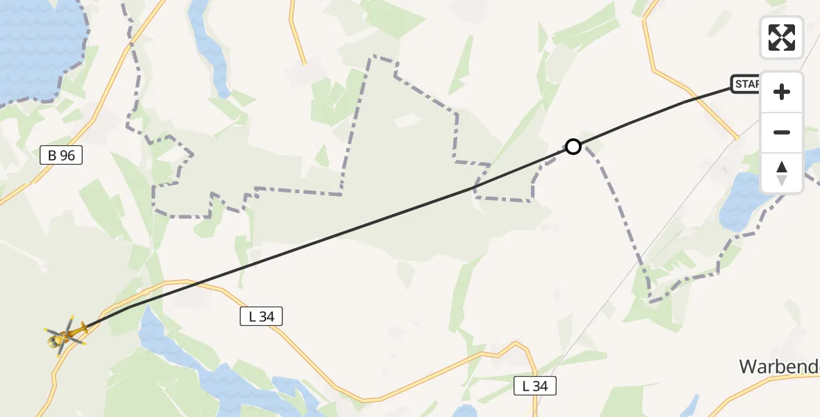 Flugroute Rettungshubschrauber Burg Stargard - Blumenholz, 23 Mai 2026, 11:37