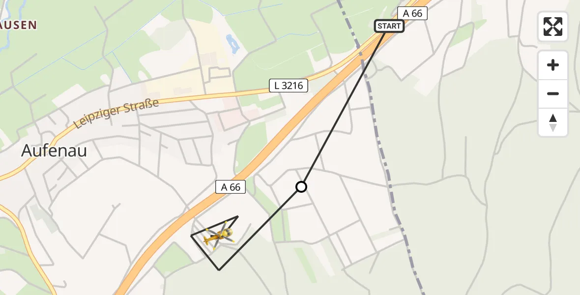 Flugroute Rettungshubschrauber Bad Soden-Salmünster - Wächtersbach, 23 Mai 2026, 12:34
