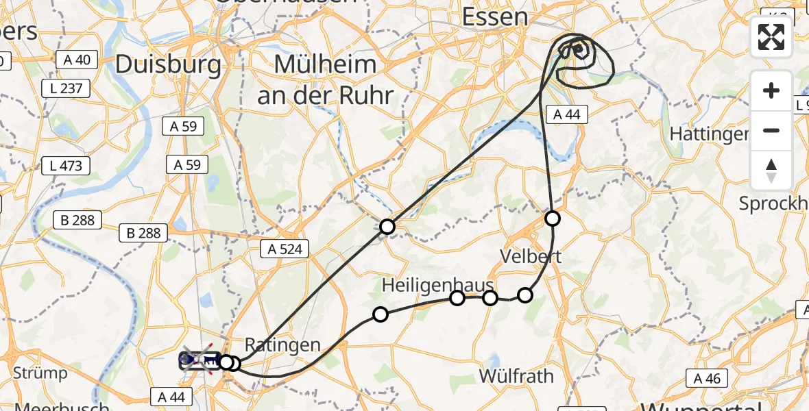 Flugroute Polizeihubschrauber Düsseldorf Flughafen - Düsseldorf Flughafen, 23 Mai 2026, 13:43