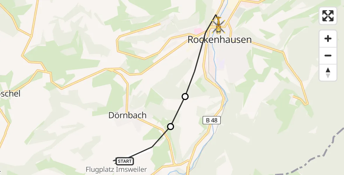 Flugroute Rettungshubschrauber Imsweiler UL - Rockenhausen, 23 Mai 2026, 14:23