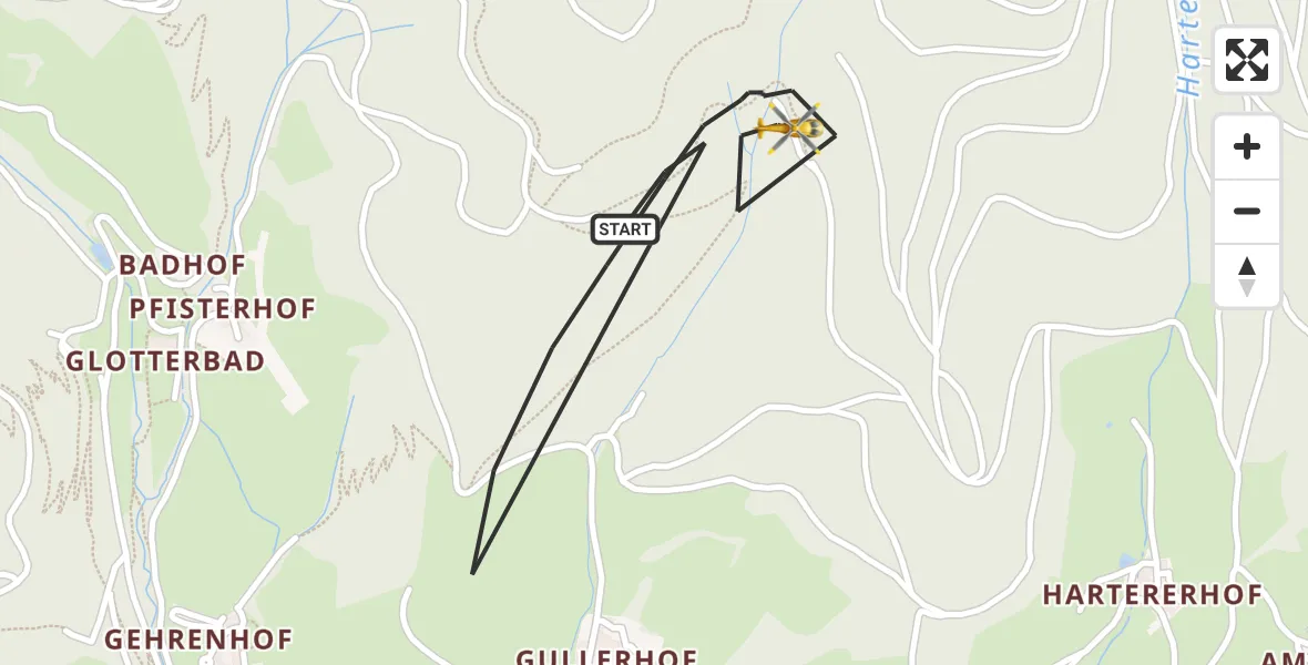 Flugroute Rettungshubschrauber Glottertal - Glottertal, 23 Mai 2026, 14:25