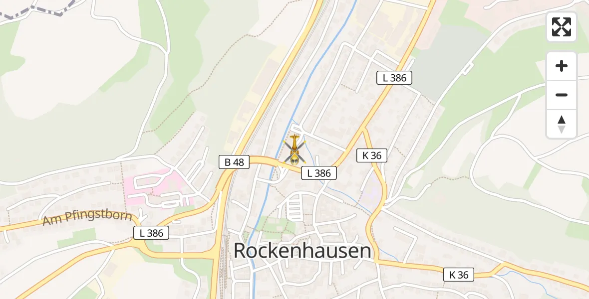 Flugroute Rettungshubschrauber Rockenhausen - Rockenhausen, 23 Mai 2026, 14:26