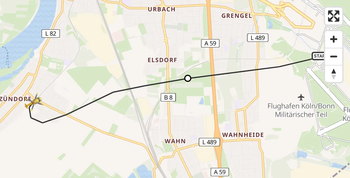 Flugroute Rettungshubschrauber Köln Bonn Flughafen - Köln, 23 Mai 2026, 14:57