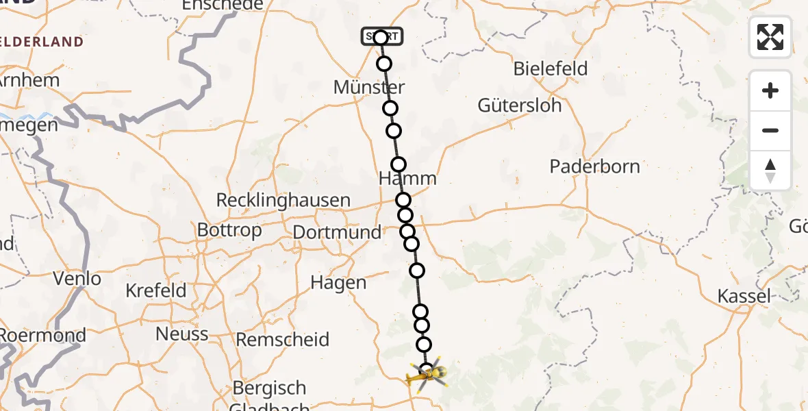 Flugroute Ambulanzhubschrauber Christoph  Westfalen-ADAC - Olpe, 23 Mai 2026, 15:15