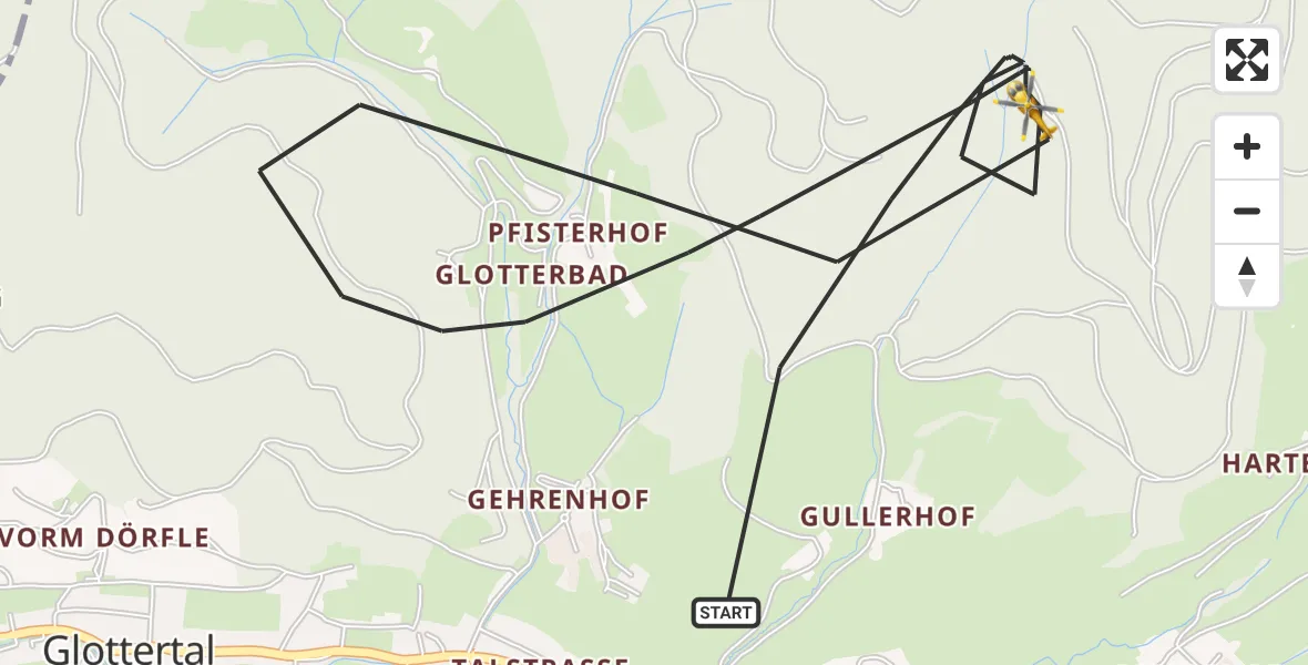 Flugroute Rettungshubschrauber Glottertal - Glottertal, 23 Mai 2026, 15:25