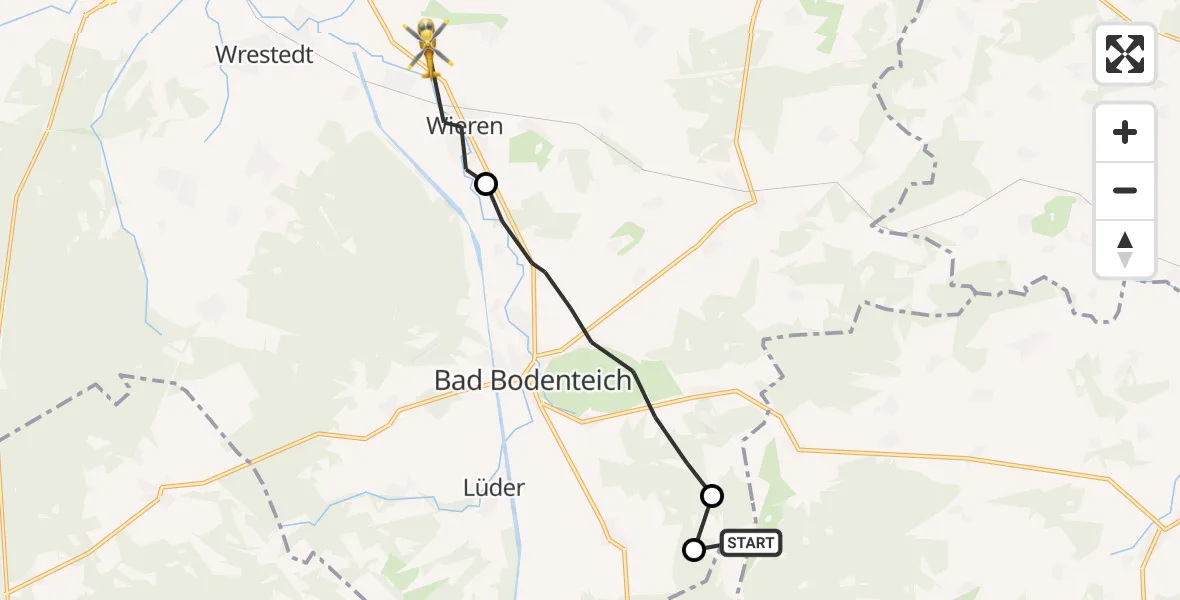 Flugroute Rettungshubschrauber Dähre - Wrestedt, 23 Mai 2026, 15:34