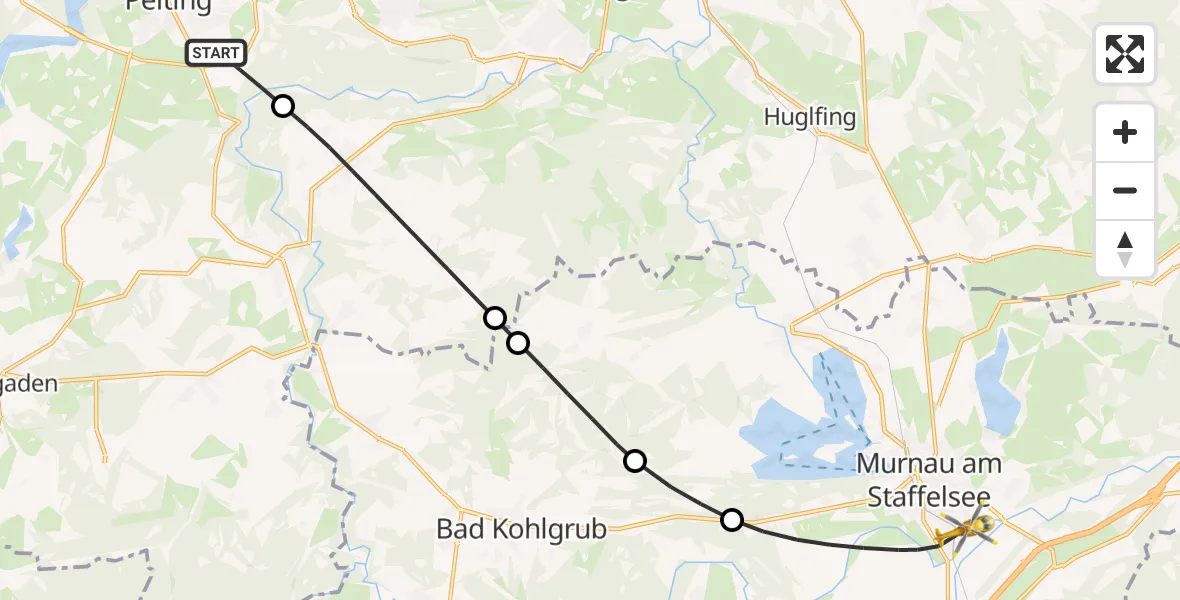 Flugroute Rettungshubschrauber Peiting - Murnau a.Staffelsee, 23 Mai 2026, 15:37