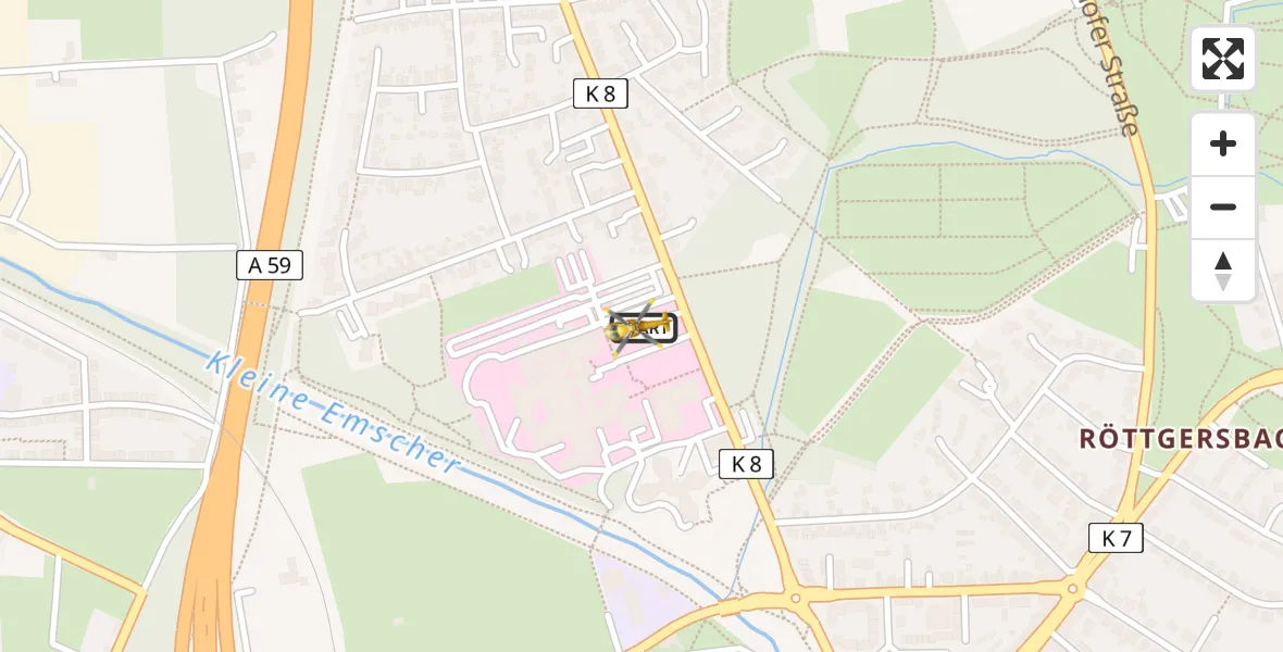 Flugroute Rettungshubschrauber Duisburg - Duisburg, 23 Mai 2026, 15:42