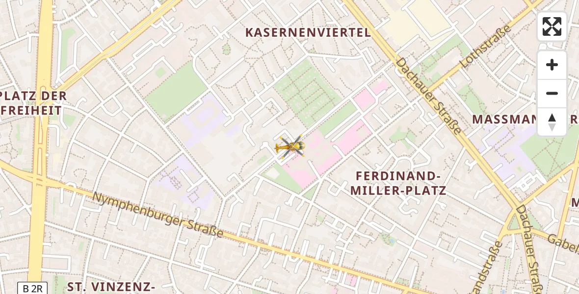 Flugroute Rettungshubschrauber Deutsches Herzzentrum München - Deutsches Herzzentrum München, 23 Mai 2026, 15:54