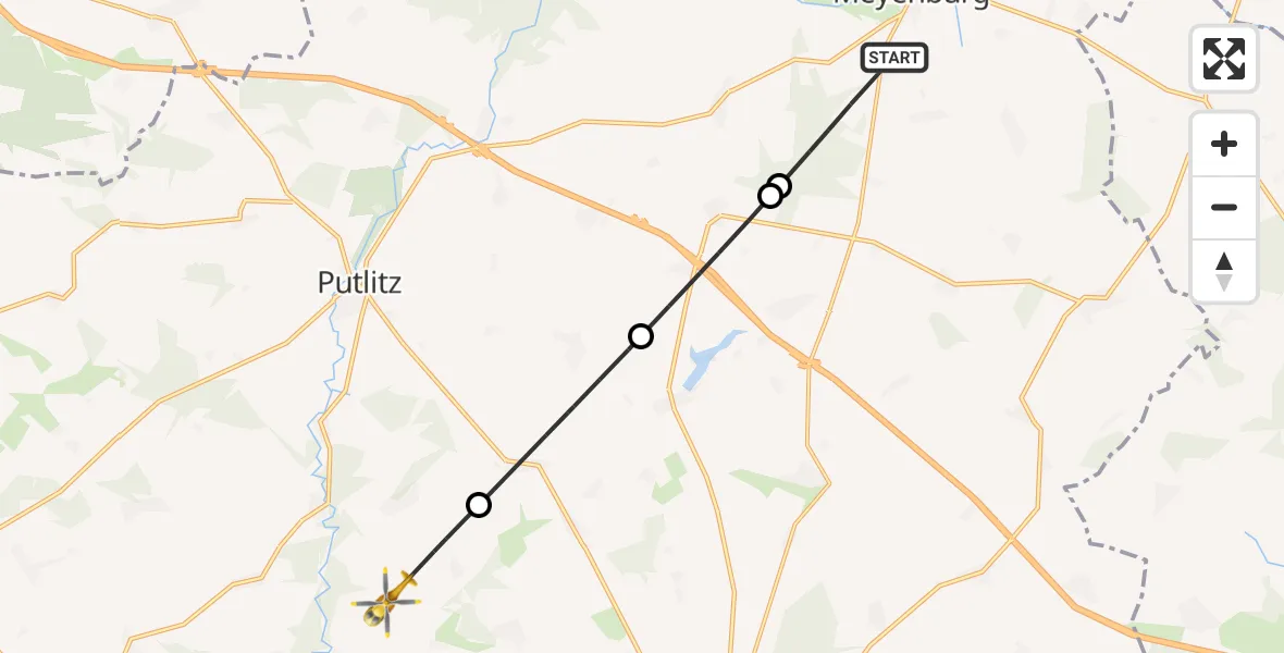 Flugroute Rettungshubschrauber Meyenburg - Groß Pankow (Prignitz), 23 Mai 2026, 16:06