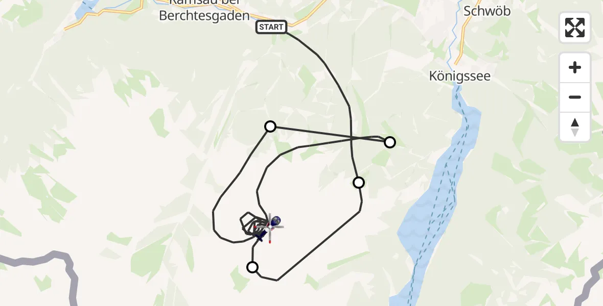 Flugroute Polizeihubschrauber Ramsau b.Berchtesgaden - Ramsau b.Berchtesgaden, 23 Mai 2026, 16:23