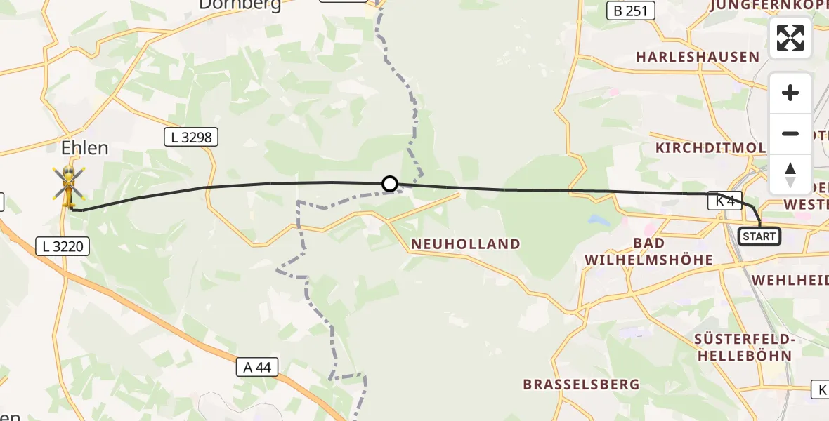 Flugroute Rettungshubschrauber Kassel - Habichtswald, 23 Mai 2026, 17:16