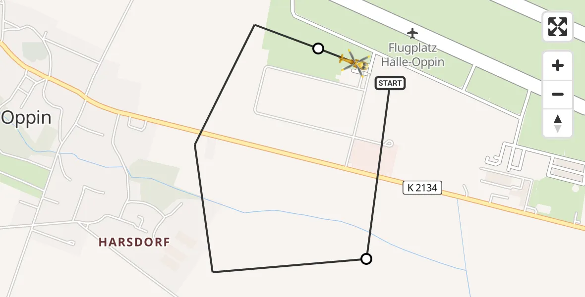 Flugroute Rettungshubschrauber Halle-Oppin Flugplatz - Halle-Oppin Flugplatz, 23 Mai 2026, 18:00