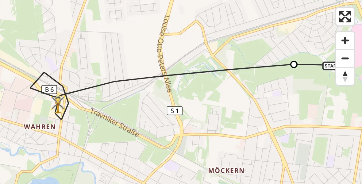 Flugroute Rettungshubschrauber Sankt Georg Hospital Leipzig Reserve - Leipzig, 23 Mai 2026, 18:20