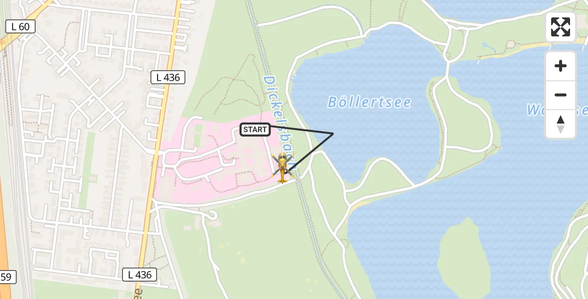 Flugroute Rettungshubschrauber Duisburg Air Rescue Hubschrauberlandeplatz (Christoph 9) - Duisburg Air Rescue Hubschrauberlandeplatz (Christoph 9), 23 Mai 2026, 18:45