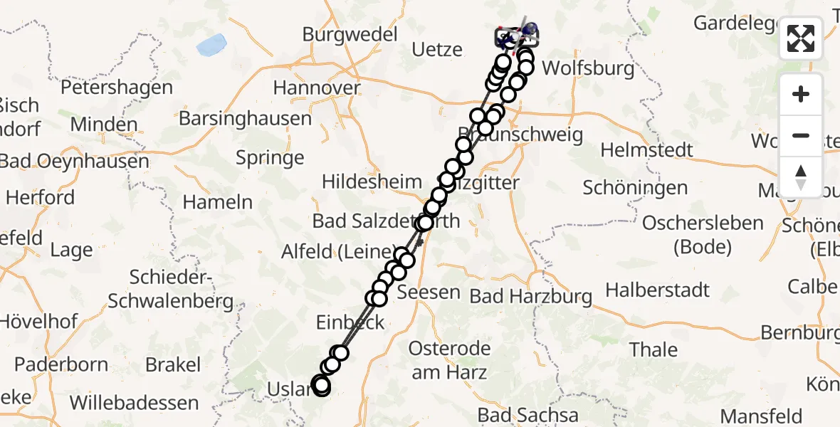 Flugroute Polizeihubschrauber Gifhorn Bundespolizei Hubschrauberlandeplatz - Gifhorn Bundespolizei Hubschrauberlandeplatz, 23 Mai 2026, 21:40