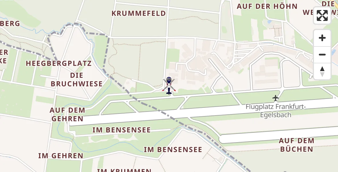 Flugroute Polizeihubschrauber Flughafen Frankfurt-Egelsbach - Flughafen Frankfurt-Egelsbach, 23 Mai 2026, 22:06