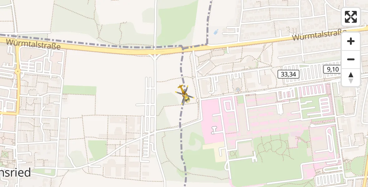 Flugroute Rettungshubschrauber DRF Air Rescue München Hubschrauberlandeplatz - DRF Air Rescue München Hubschrauberlandeplatz, 23 Mai 2026, 23:17