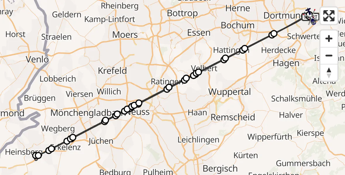 Flugroute Polizeihubschrauber Dortmund Flughafen - Dortmund Flughafen, 23 Mai 2026, 23:32