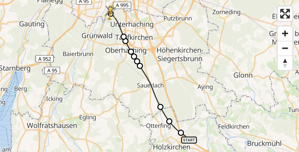 Flugroute Rettungshubschrauber Valley - ADAC Air Rescue Center Hubschrauberlandeplatz (Christoph 1), 24 Mai 2026, 07:11