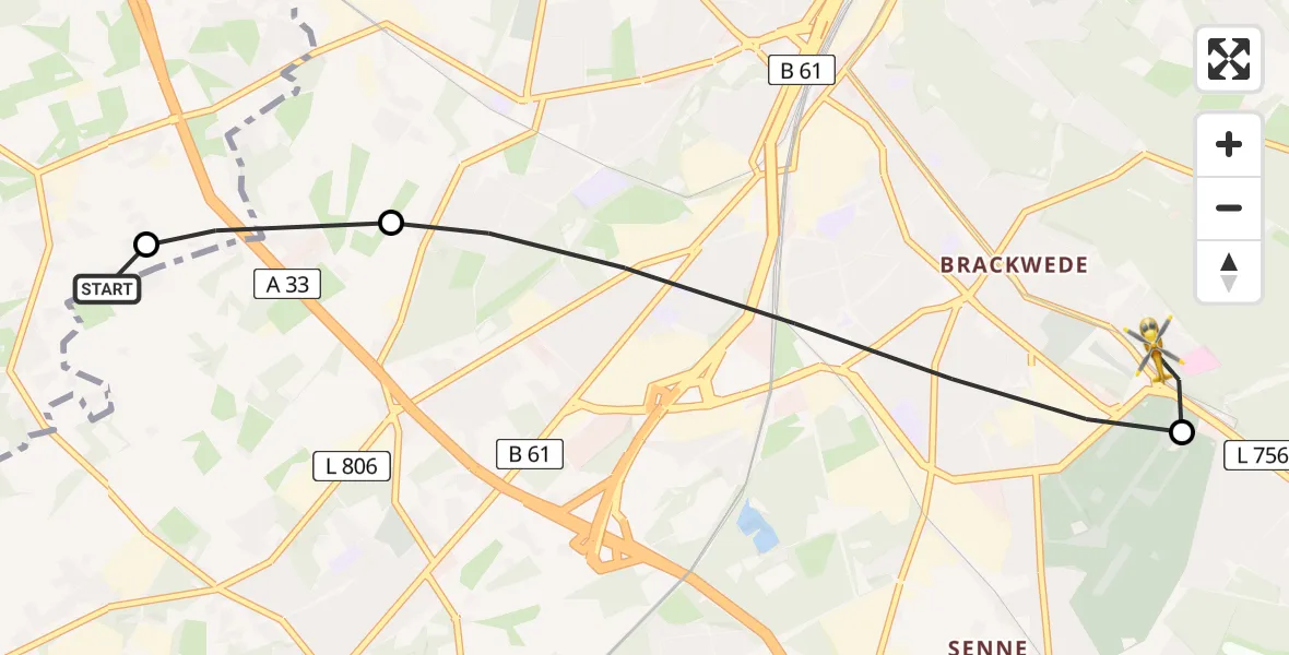 Flugroute Rettungshubschrauber Bielefeld - Luftrettungszentrum Bielefeld, 24 Mai 2026, 08:19