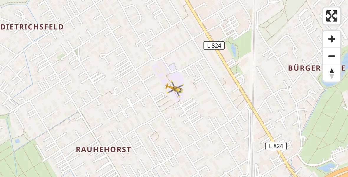 Flugroute Rettungshubschrauber Oldenburg (Oldb) - Oldenburg (Oldb), 24 Mai 2026, 08:36