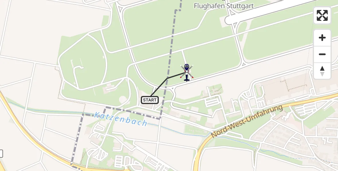 Flugroute Polizeihubschrauber Flughafen Stuttgart - Flughafen Stuttgart, 24 Mai 2026, 10:06