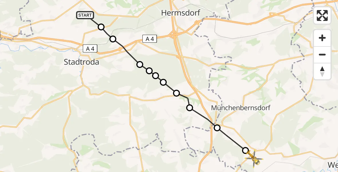 Flugroute Rettungshubschrauber Schöngleina - Harth-Pöllnitz, 24 Mai 2026, 11:26