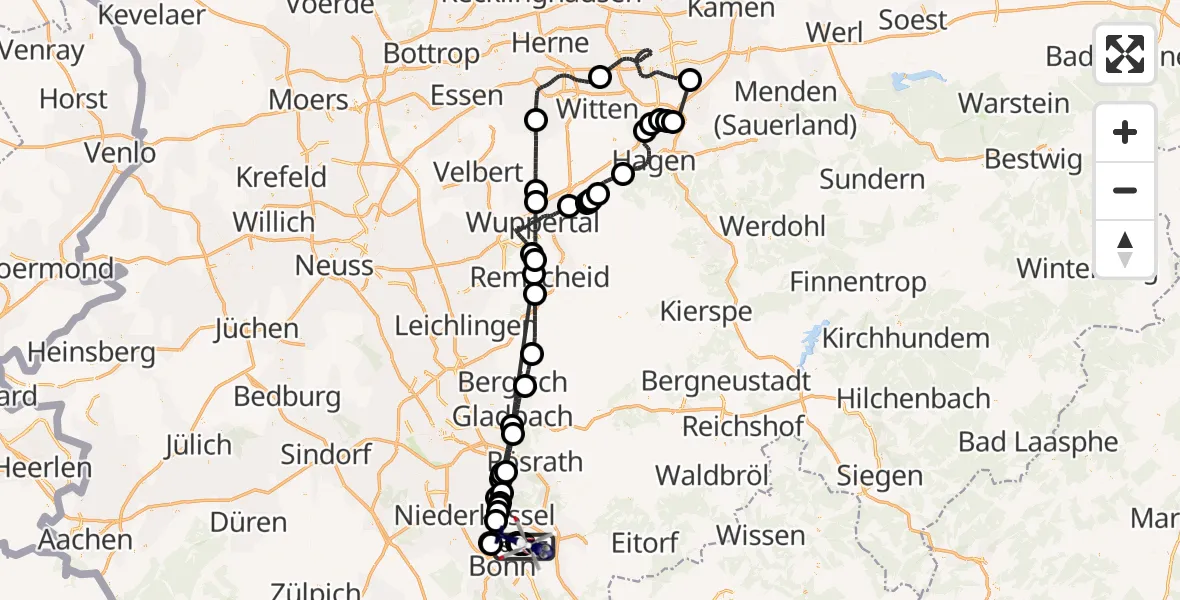 Flugroute Polizeihubschrauber Sankt Augustin - Sankt Augustin, 24 Mai 2026, 11:27