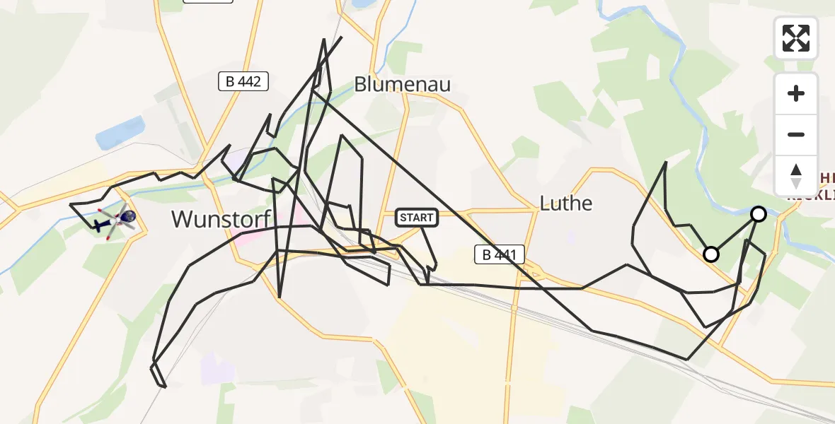 Flugroute Polizeihubschrauber Wunstorf - Wunstorf, 24 Mai 2026, 11:45