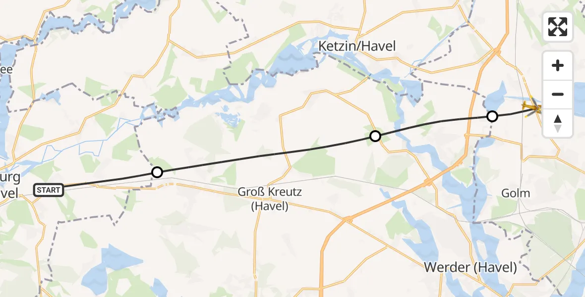 Flugroute Rettungshubschrauber Brandenburg an der Havel - Potsdam, 24 Mai 2026, 12:11