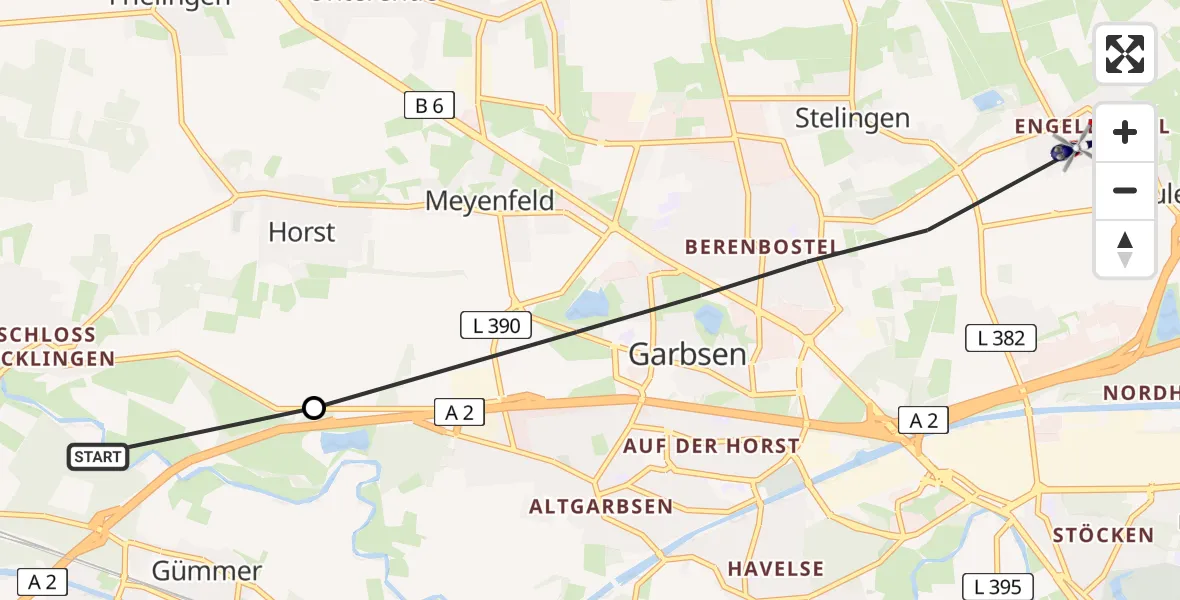 Flugroute Polizeihubschrauber Seelze - Flughafen Hannover, 24 Mai 2026, 12:23