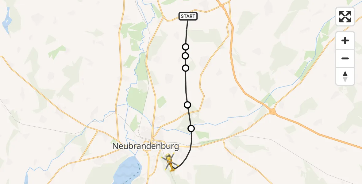 Flugroute Rettungshubschrauber Brunn - Neubrandenburg, 24 Mai 2026, 14:10
