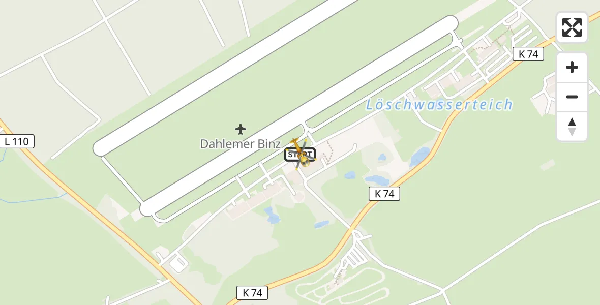 Flugroute Ambulanzhubschrauber Dahlemer Binz Flugplatz - Dahlemer Binz Flugplatz, 24 Mai 2026, 15:25