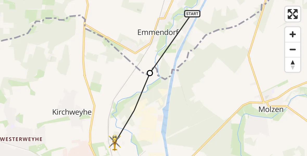 Flugroute Rettungshubschrauber Emmendorf - Uelzen, 24 Mai 2026, 15:32