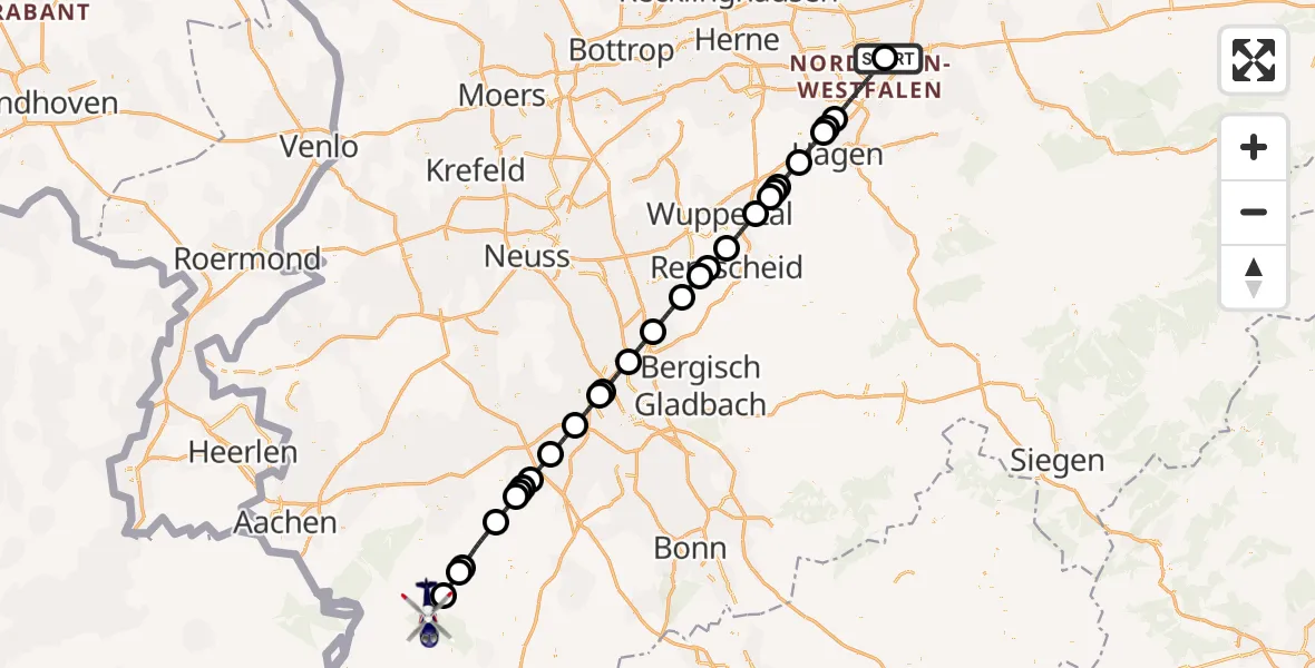 Flugroute Polizeihubschrauber Dortmund Flughafen - Heimbach, 24 Mai 2026, 15:57
