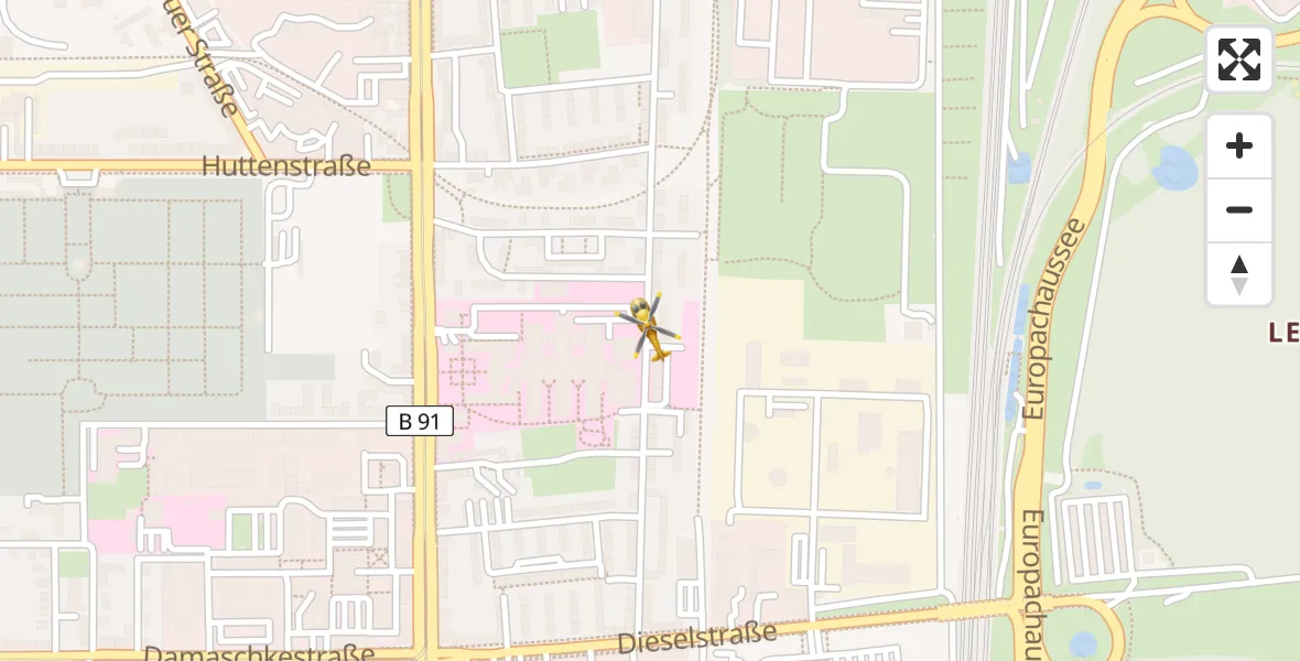 Flugroute Rettungshubschrauber BG Hospital Bergmannstrost Halle - BG Hospital Bergmannstrost Halle, 24 Mai 2026, 16:01